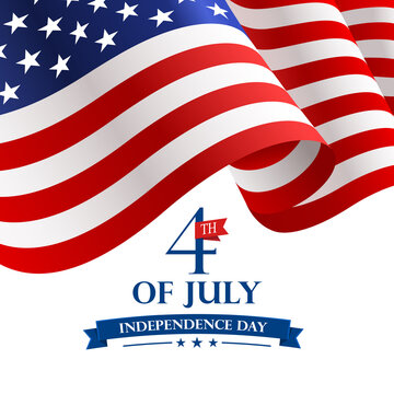 4 th of July poster.USA independence day celebration with American flag.USA 4th of July promotion advertising banner template.
