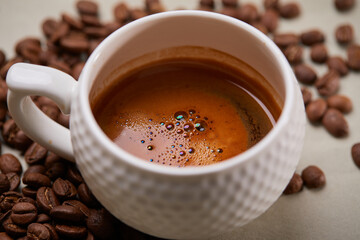 cup with italian coffee, breakfast