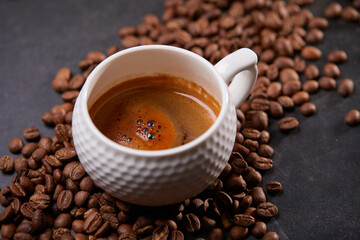 cup with italian coffee, breakfast