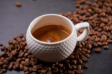 cup with italian coffee, breakfast