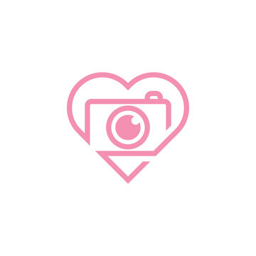 Love camera logo design template vector illustration