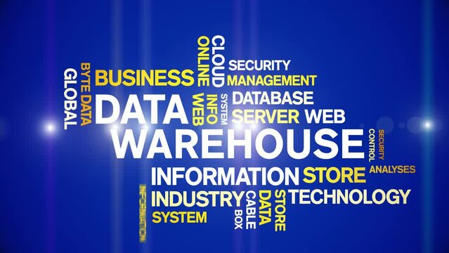 4k Data Warehouse Animated Tag Word Cloud;Text Design big data Animation typography seamless loop.