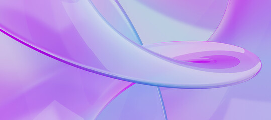 Curved gradient rainbow colored transparent glossy. digital art for banner background, wallpaper. Abstract 3D rendering.