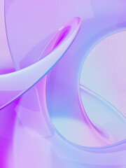 Curved gradient rainbow colored transparent glossy. digital art for banner background, wallpaper. Abstract 3D rendering.