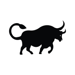 Black bull vector animal  logo 