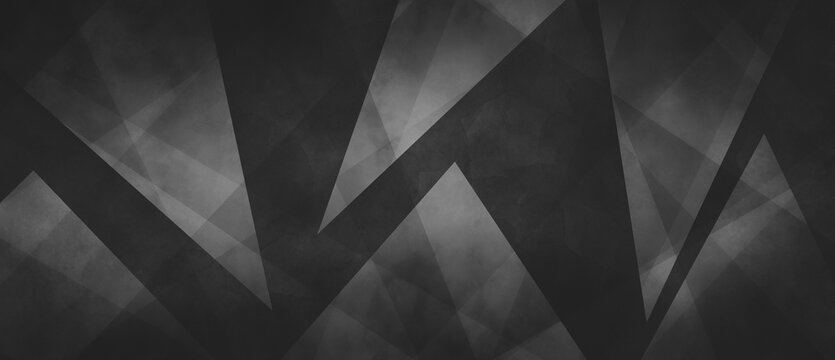 Black and white background with geometric design pattern and soft texture, gray color background with angles and triangle shapes and polygon style illustration