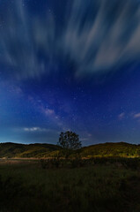 Starry landscape of countryside in Hong Kong