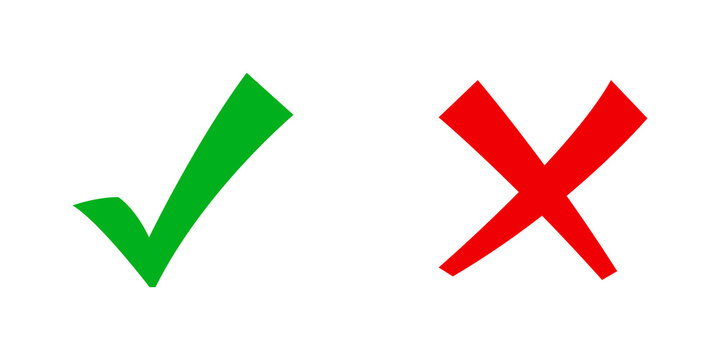 Conjunto de icono de x y marca de verificaci&oacute;n. Visto o cruzados