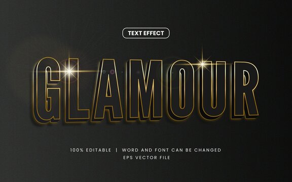 gold glamour editable text effect with glow sparkle