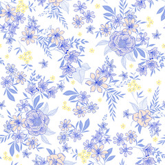 Fototapeta na wymiar Flowers seamless repeat pattern print