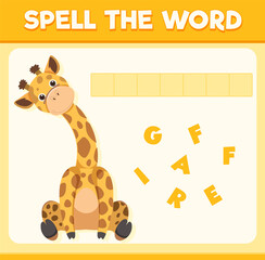 Spell word game with word giraffe