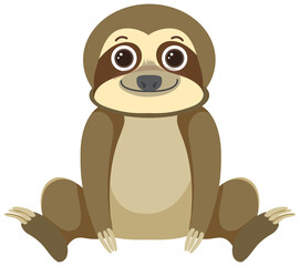 Cute sloth in flat style isolated