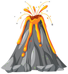 Volcano with lava in cartoon style