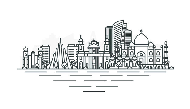 black and white city skyline outline clip art preview