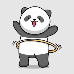 Cute panda playing hula hoop cartoon design