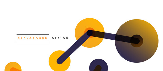 Line points connections geometric abstract background. Circles connected by lines. Trendy techno business template for wallpaper, banner, background or landing