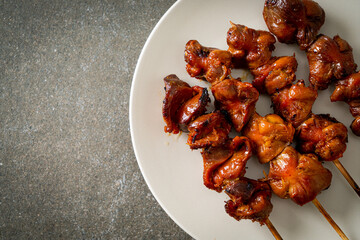 grilled chicken gizzard skewer yakitori serve in izakaya style