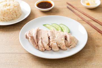 Hainanese chicken rice or rice steamed with chicken soup