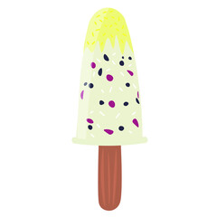 Sweet ice-cream on stick against white background