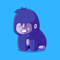 cute gorilla illustration suitable for mascot sticker and t-shirt design