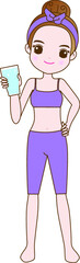 
Vector illustration of Young woman drinking water.
