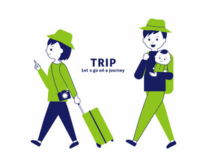 旅行に行く家族のイラスト素材