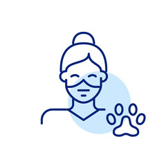 Vet nurse wearing a surgical mask. Pixel perfect, editable stroke line art icon