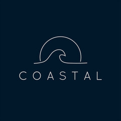 Minimalist line art coastal logo illustration design