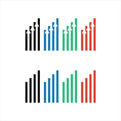 Growing graph icon template. Set of growing bar graph. Business chart with arrow. Growths vector illustration
