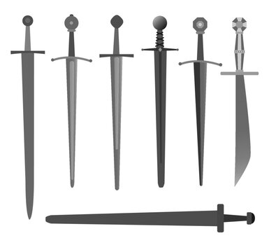 European iron swords models / Ai Illustrator vector 