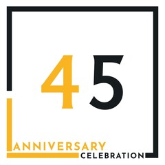 45 years anniversary celebration template design vector. Creative design for happy birthday, wedding, ceremony, event party, marriage, graduation invitation card, and greeting card.