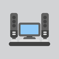 Home theater icon in flat style about smart home, use for website mobile app presentation