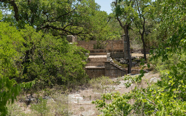 Burnet, Texas. June. Longhorn Cavern State Park. Walking area. Places of interest.