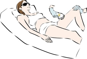 脱毛サロンで処置を受ける女性