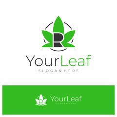 R leaf Logo Design Template. Initial R logo concept vector. Creative Icon Symbol