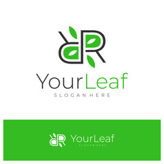 R leaf Logo Design Template. Initial R logo concept vector. Creative Icon Symbol