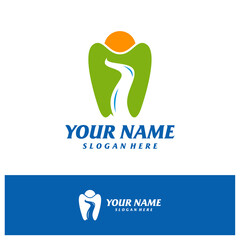 Dental with River Logo Design Template. Dental logo concept vector. Creative Icon Symbol
