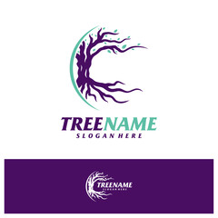 Tree with Root Logo Design Template. Tree logo concept vector. Creative Icon Symbol