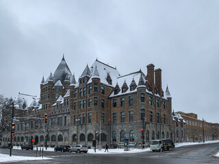 Fototapeta na wymiar The Place Gare Viger in winter