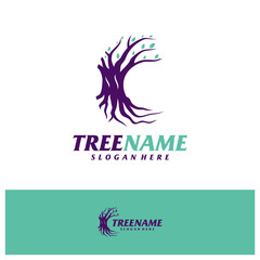 Fototapeta na wymiar Tree with Root Logo Design Template. Tree logo concept vector. Creative Icon Symbol