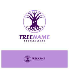 Tree with Root Logo Design Template. Tree logo concept vector. Creative Icon Symbol