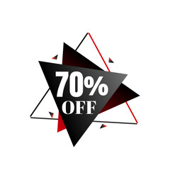 70% off, 3D black and red triangle design, super discount online, abstract art, Vector illustration, Seventy 