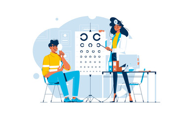 Ophthalmologist checking mans vision