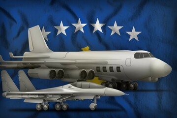 Kosovo air forces concept on the state flag background. 3d Illustration