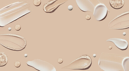 cosmetic smears cream texture on pastel background