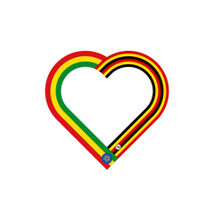 unity concept. heart ribbon icon of ethiopia and uganda flags. vector illustration isolated on white background	