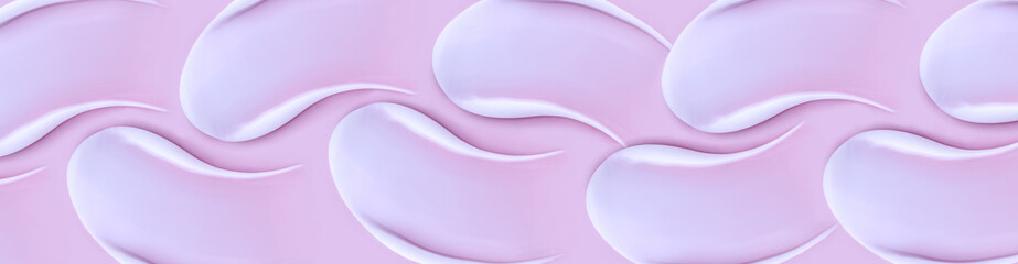 banner pattern cosmetic smears cream texture on pink background