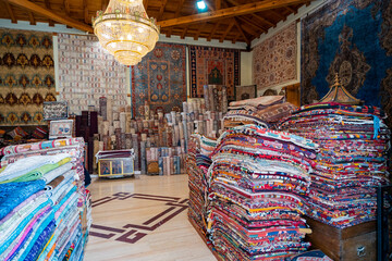 Rolled-Up   Carpets In A Variety Of Colors In A Carpet Store