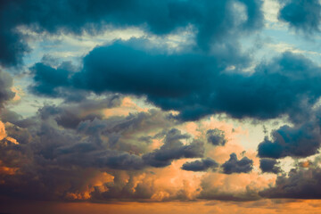 Fantastic colorful sunset with cloudy sky