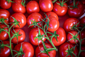 organic tomato closeup vegetable background Top view
